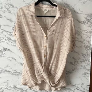 Perch 2X Ivory/Brown Stripe Blouse